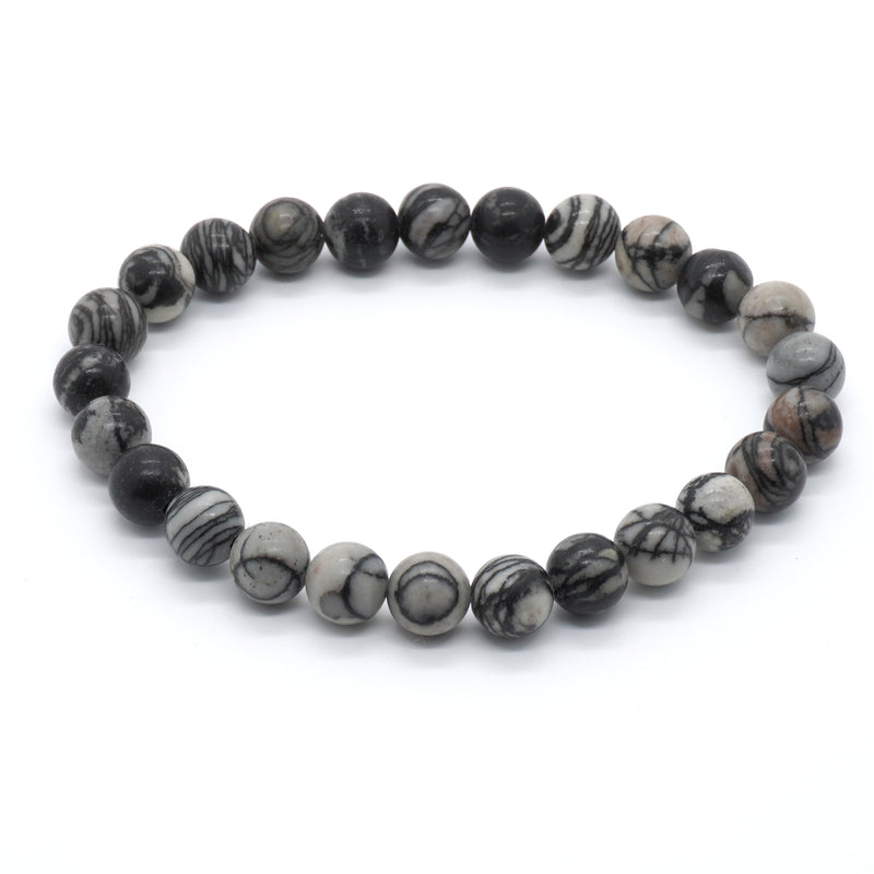 Black Silk Jasper Bracelet 8''