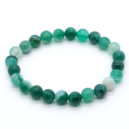 Bracelet en agate verte rayée 8''