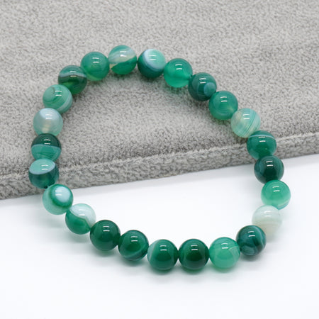 Bracelet en agate verte rayée 8''