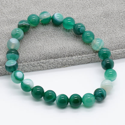 Bracelet en agate verte rayée 8''