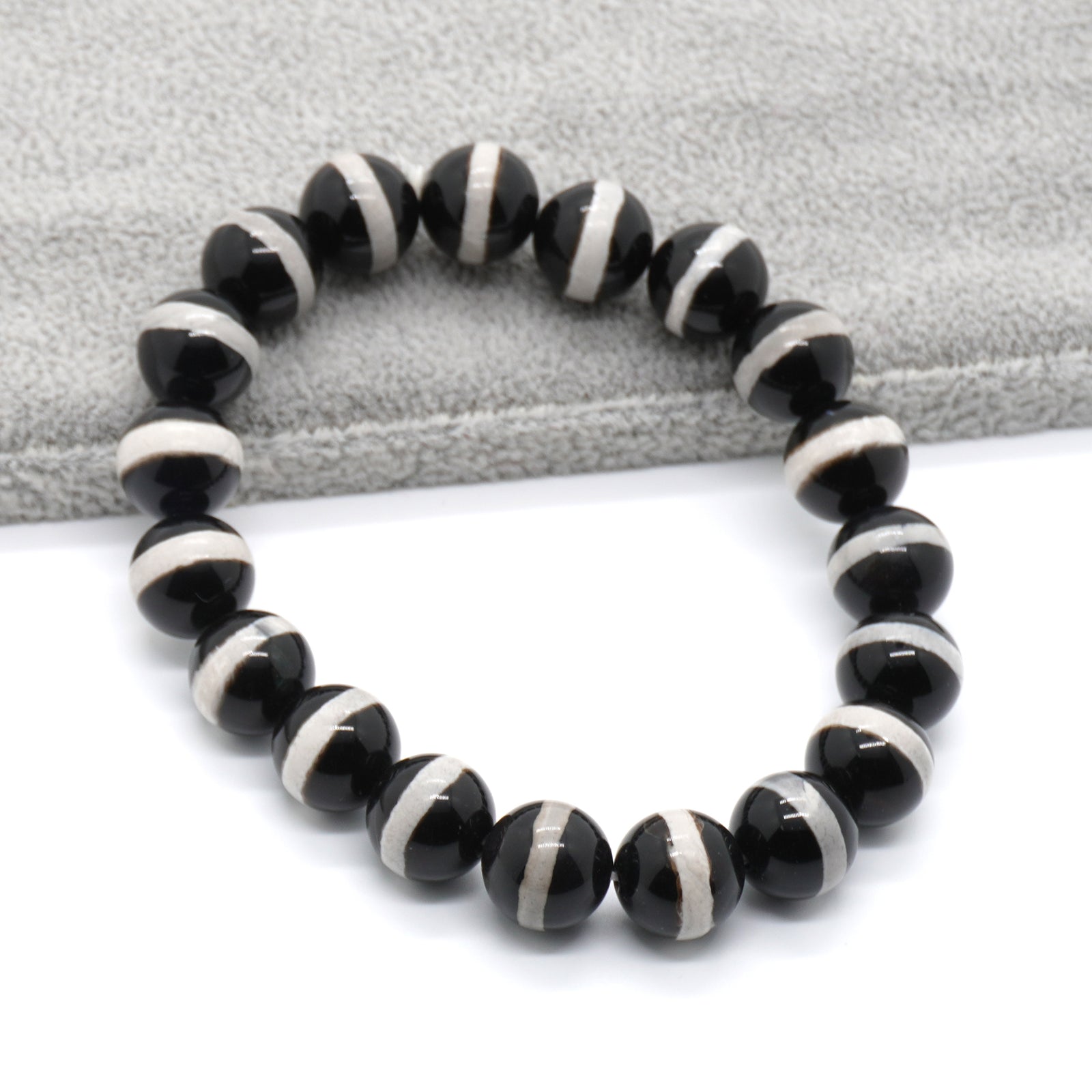 White Striped Onyx Bracelets 8''