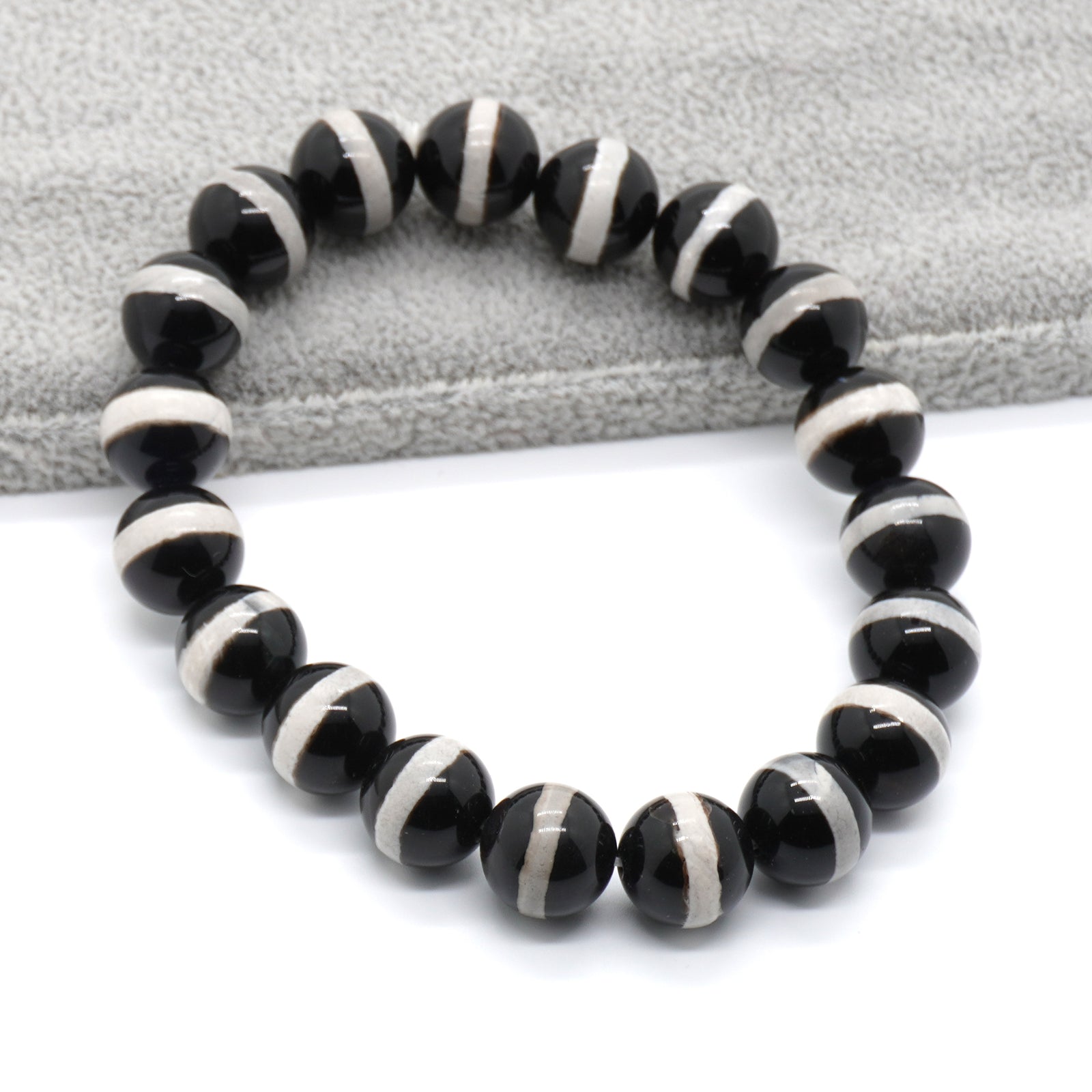 White Striped Onyx Bracelets 8''