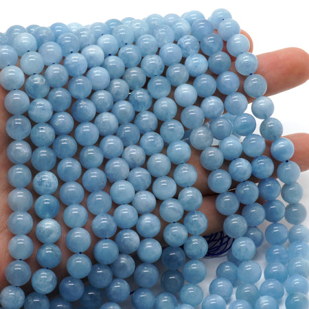 AA, Perles d'aigue-marine 8 mm 15''