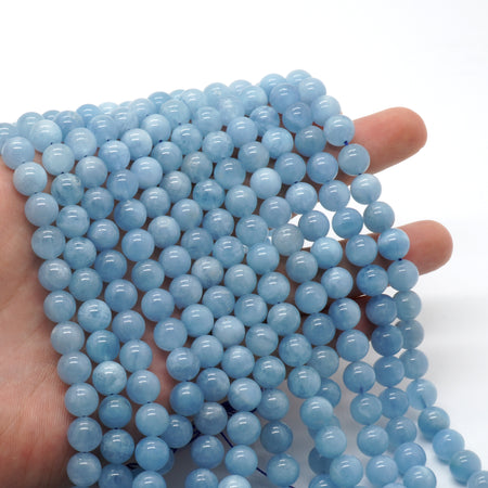 AA, Perles d'aigue-marine 8 mm 15''