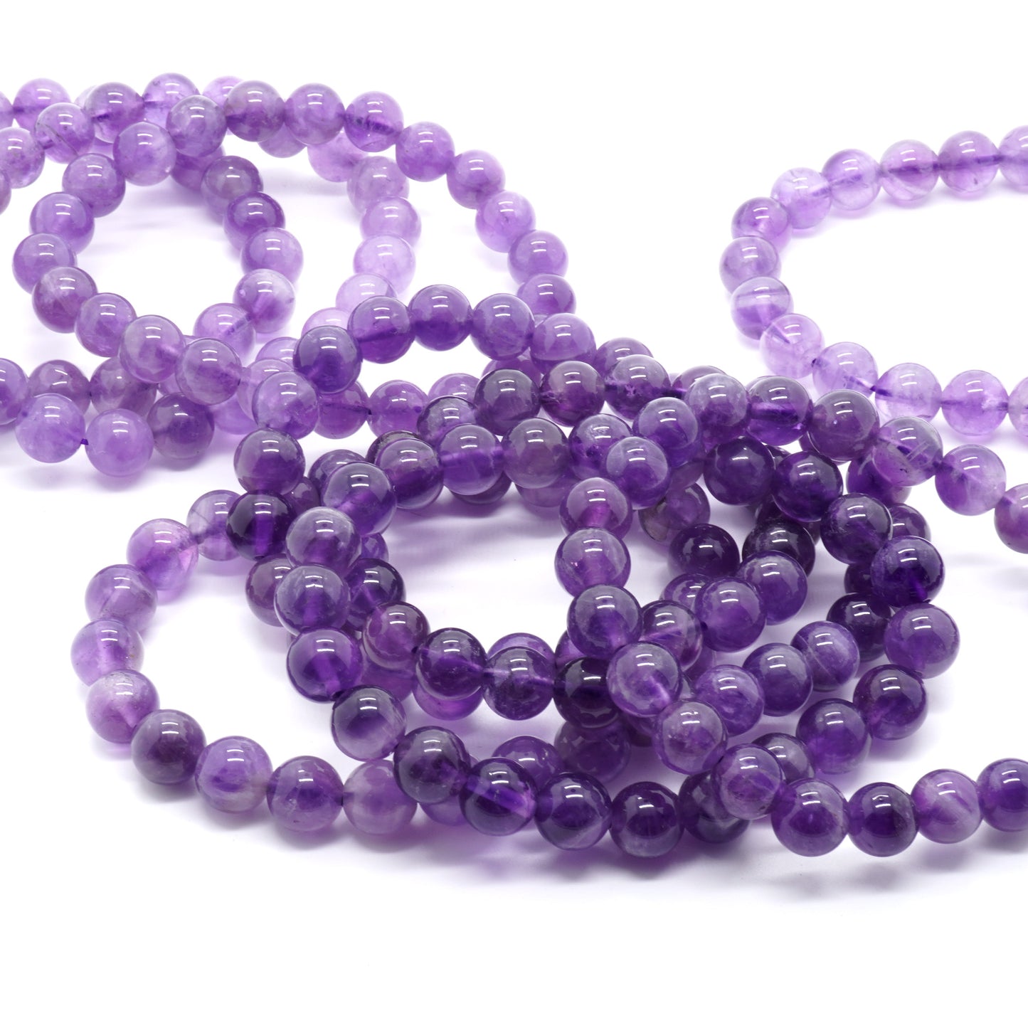 Ametyst Armbånd Krystalsten Armbånd 4mm 6mm 8mm 10mm 12mm 8''