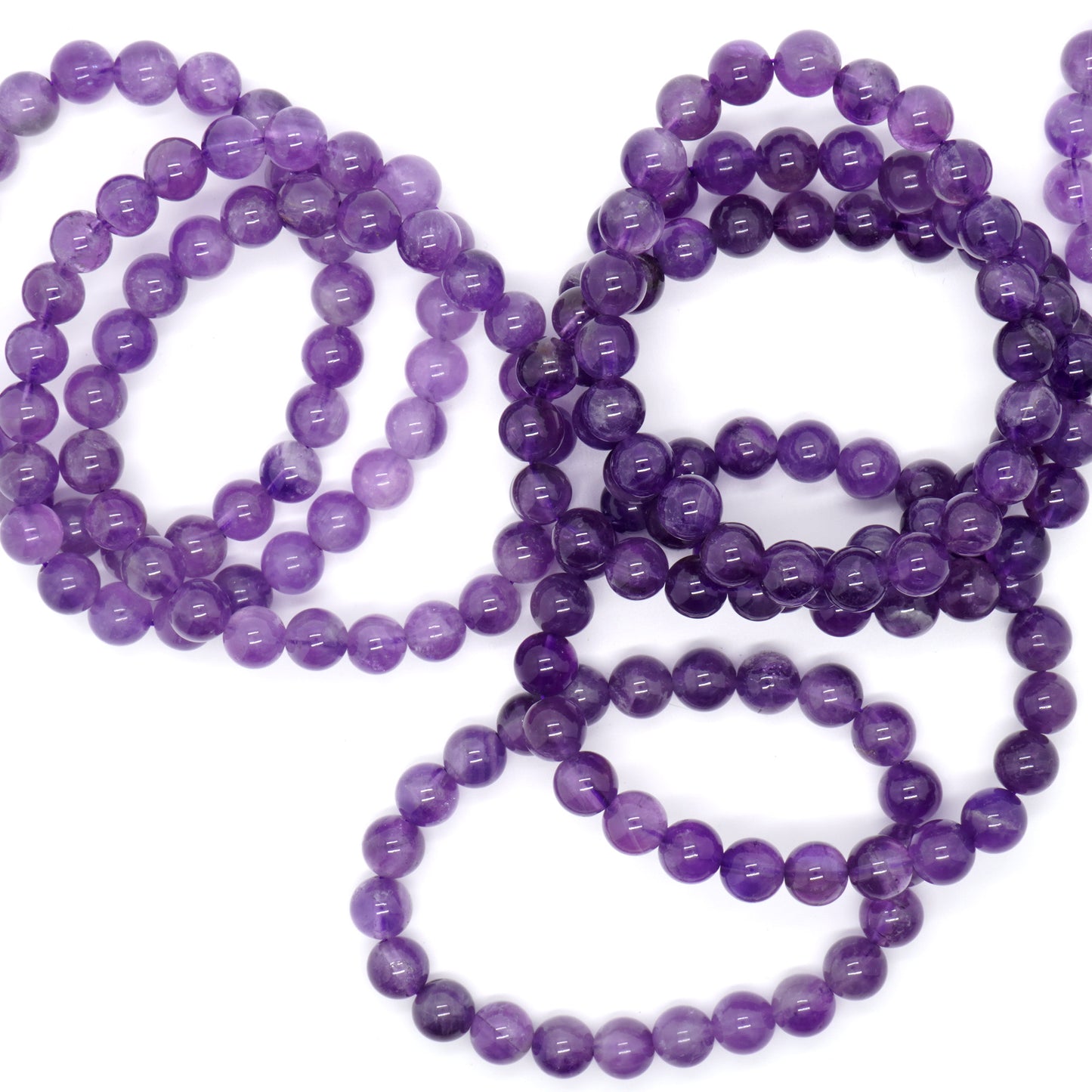 Ametyst Armbånd Krystalsten Armbånd 4mm 6mm 8mm 10mm 12mm 8''