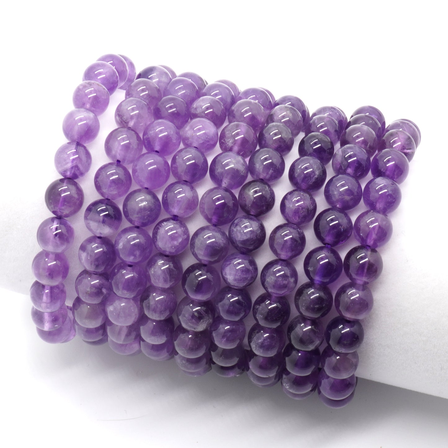 Ametyst Armbånd Krystalsten Armbånd 4mm 6mm 8mm 10mm 12mm 8''