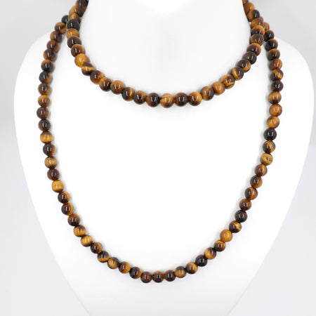 Collier œil de tigre bleu Collier en pierre d'onyx 8 mm 30'' 34'' 36''