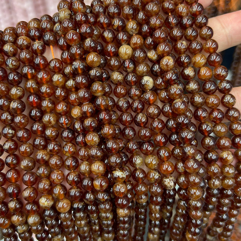 Perles de grenat orange 6 mm 8 mm 10 mm 15''