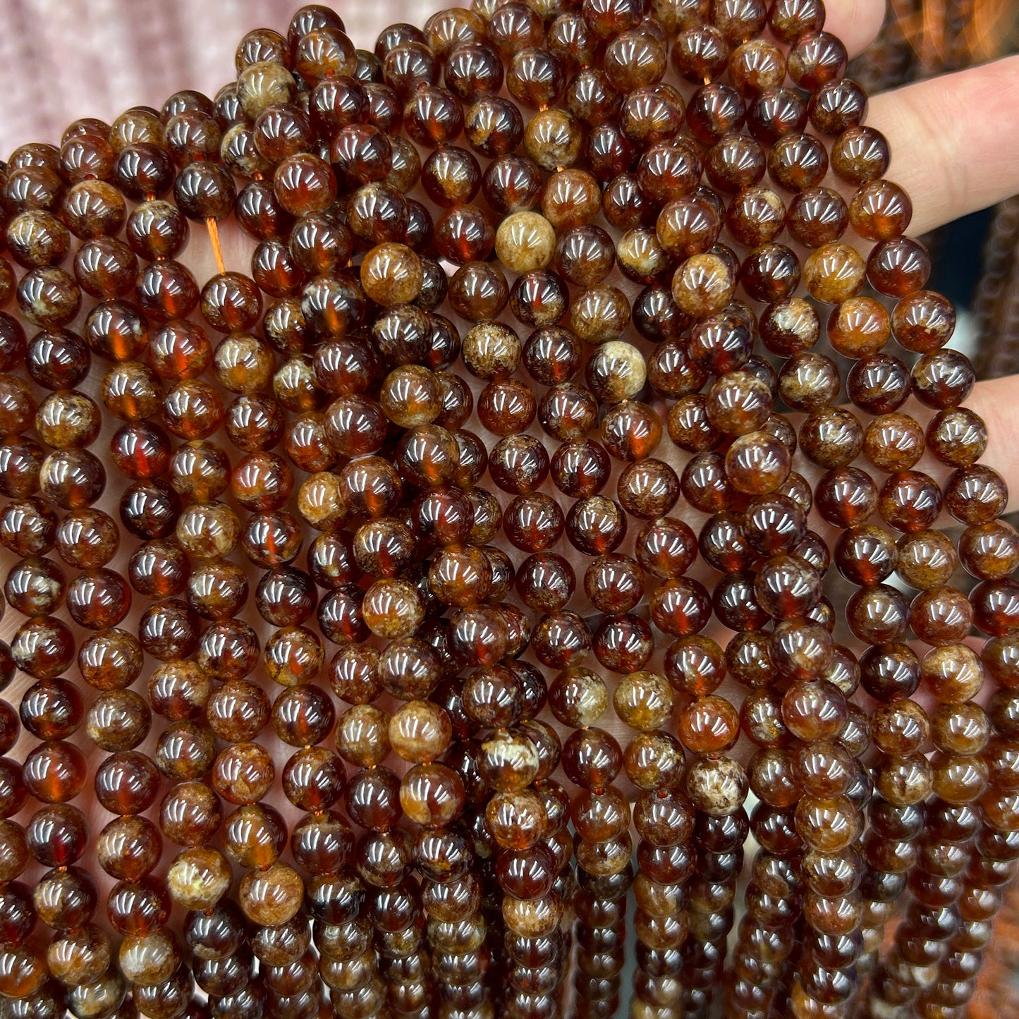 Orange Garnet Beads 6mm 8mm 10mm 15''