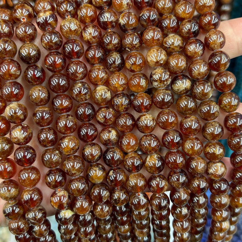 Perles de grenat orange 6 mm 8 mm 10 mm 15''
