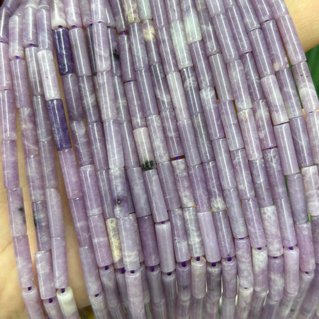 Perles tubulaires en lépidolite 4x13 mm