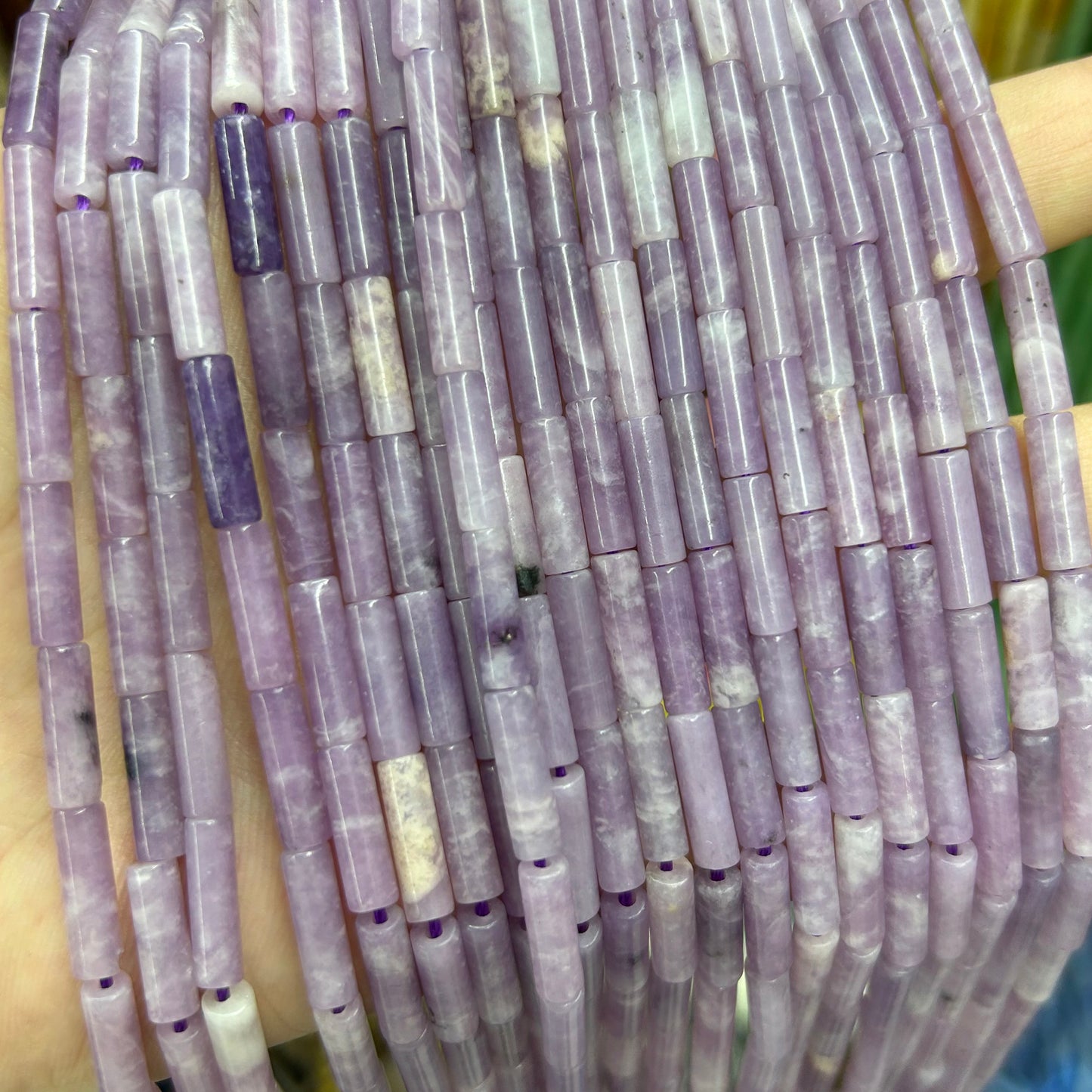 Lepidolite Tube Beads 4x13mm