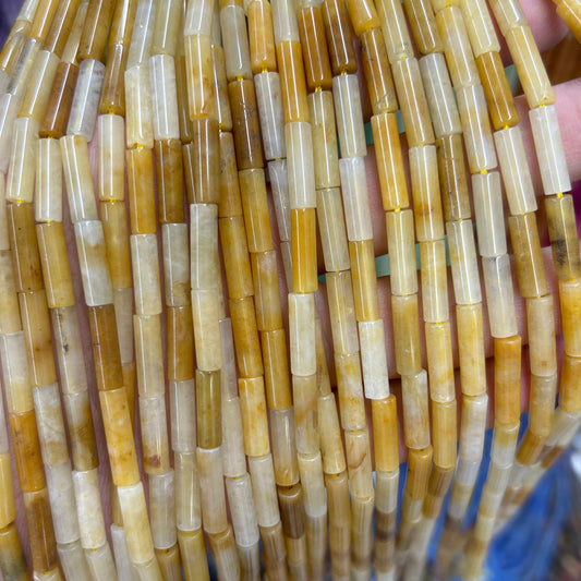 Yellow Tiger Eye Tube Beads Naturlige ædelstensperler 4x13mm