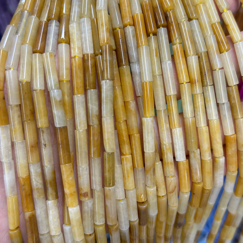 Yellow Jade Tube Beads 4x13mm 15''
