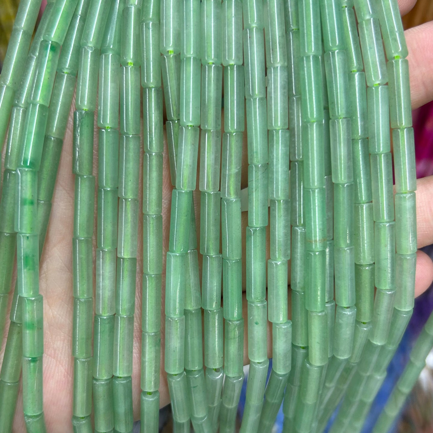 Green Aventurine Tube Beads 4x13mm