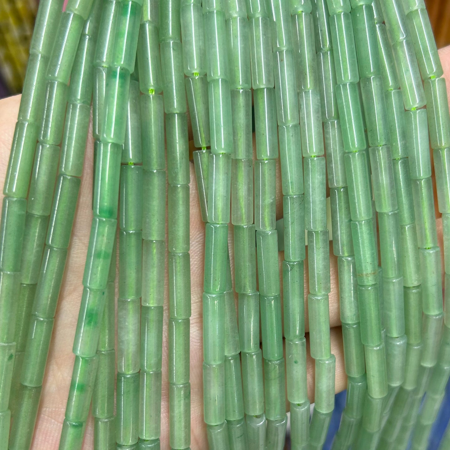 Green Aventurine Tube Beads 4x13mm