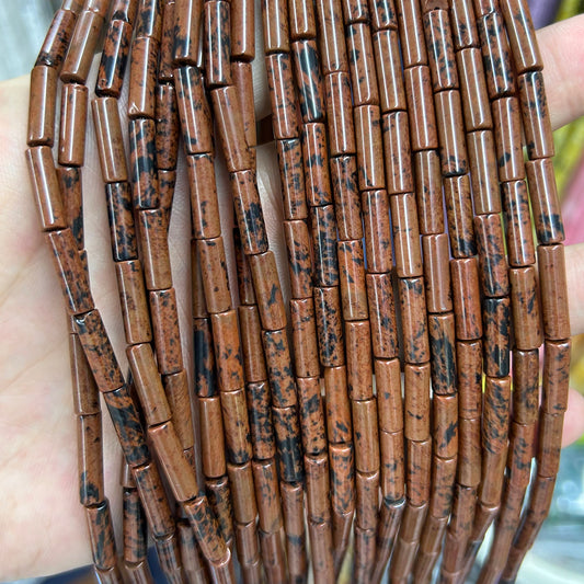 Mahogany Obsidian Tube Beads 4x13mm