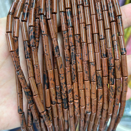 Mahogany Obsidian Tube Beads 4x13mm