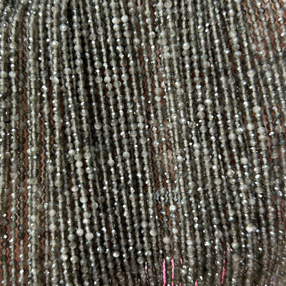 Silver Obsidian Faceted Beads 2mm 3mm 4mm 15''
