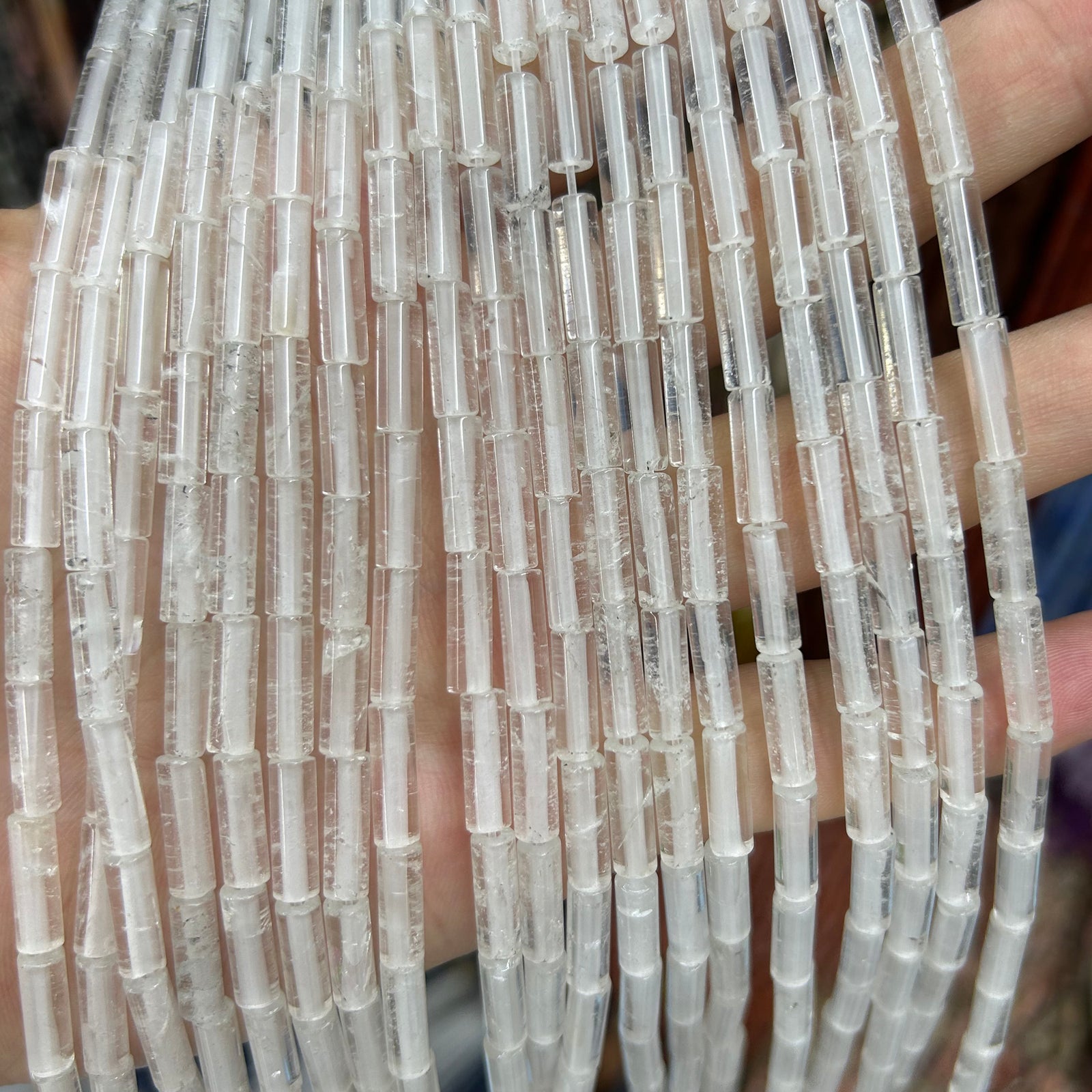 Crystal Tube Beads 4x13mm 15''