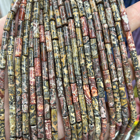 Leopard Jasper Tube Beads 4x13mm 15''