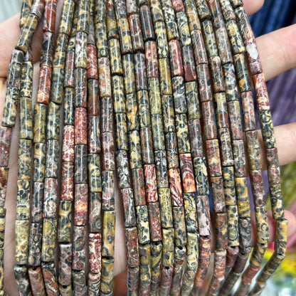 Leopard Jasper Tube Beads 4x13mm