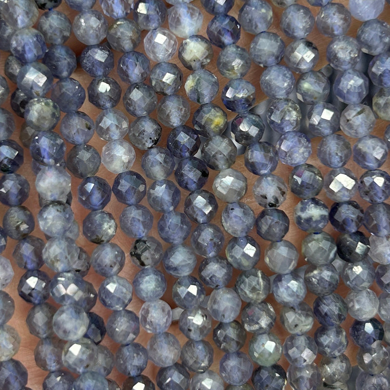 Perles à facettes en iolite 2 mm 3 mm 4 mm 15''
