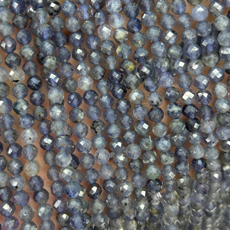 Perles à facettes en iolite 2 mm 3 mm 4 mm 15''