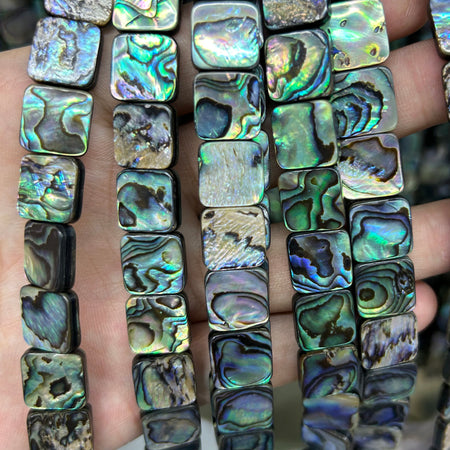 Abalone Shell Flat Square Beads 8mm 10mm 12mm 14mm 15''
