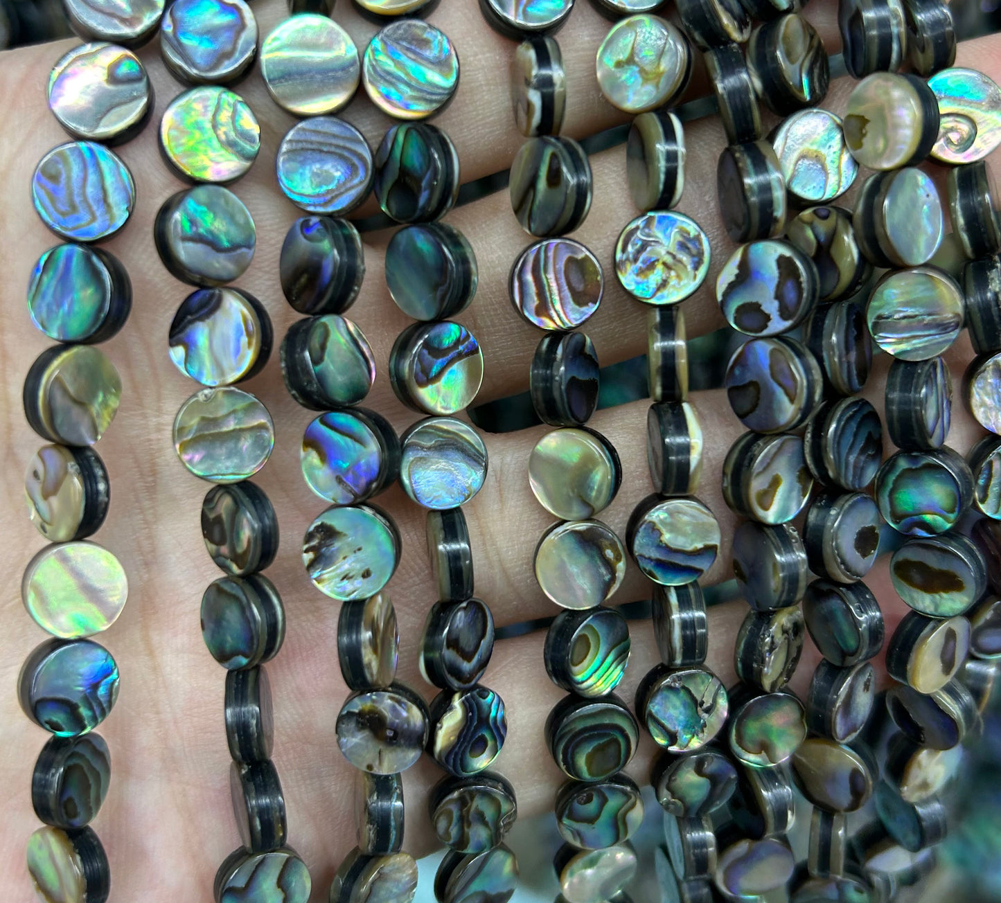 Abalone Shell Beads Flat Coin Beads 6mm 8mm 10mm 12mm 14mm 16mm 15''