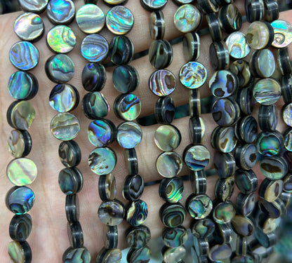 Abalone Shell Beads Flat Coin Beads 6mm 8mm 10mm 12mm 14mm 16mm 15''