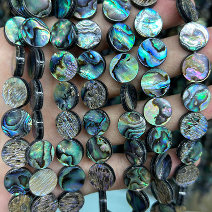 Abalone Shell Beads Flat Coin Beads 6mm 8mm 10mm 12mm 14mm 16mm 15''