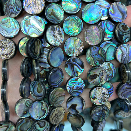 Abalone Shell Beads Flat Coin Beads 6mm 8mm 10mm 12mm 14mm 16mm 15''