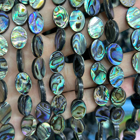 Abalone Shell Beads Flat Oval Beads 12mm 14mm 16mm 18mm 15''