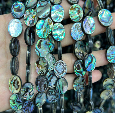 Abalone Shell Beads Flat Oval Beads 12mm 14mm 16mm 18mm 15''