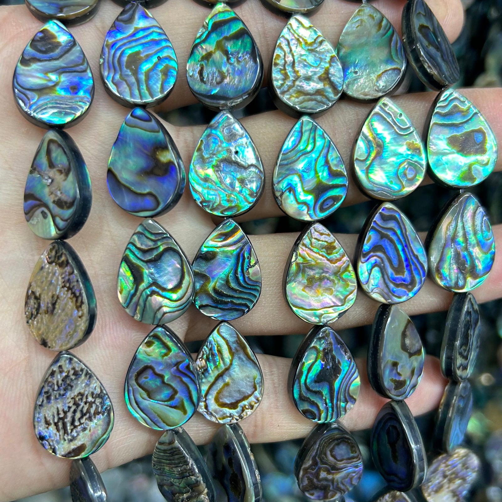 Abalone Shell Beads Flat Teardrop Beads 14mm 18mm 15''