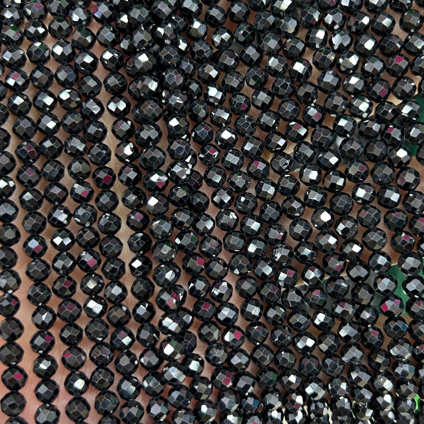 Sort spinel facetteret, naturlig ædelsten, Rondelle sten 2x3mm 2x4mm 3x5mm 4x6mm