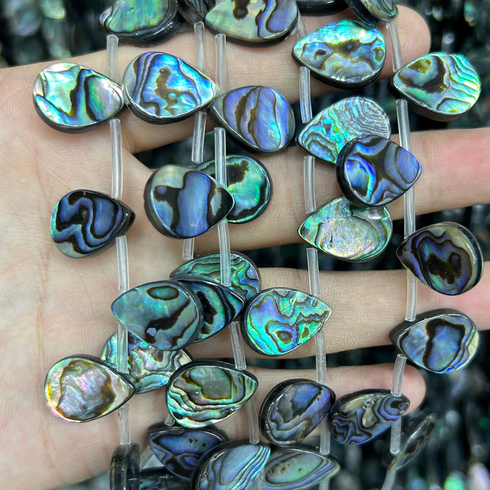 Abalone Shell Flat Teardrop Beads 10x14mm 13x18mm 15''