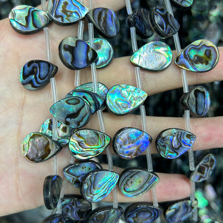 Abalone Shell Flat Teardrop Beads 10x14mm 13x18mm 15''