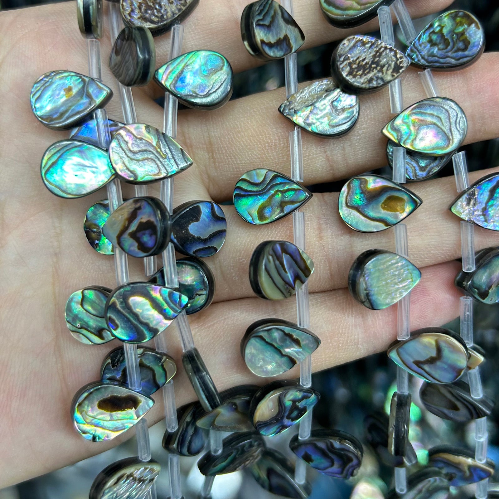 Abalone Shell Flat Teardrop Beads 10x14mm 13x18mm 15''