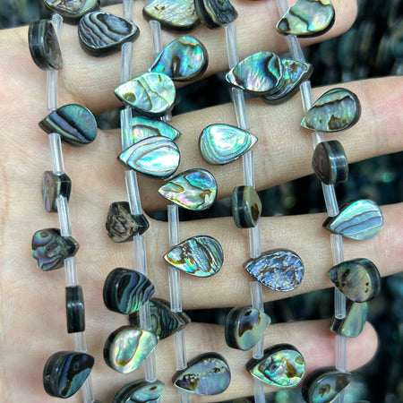 Abalone Shell Flat Teardrop Beads 10x14mm 13x18mm 15''