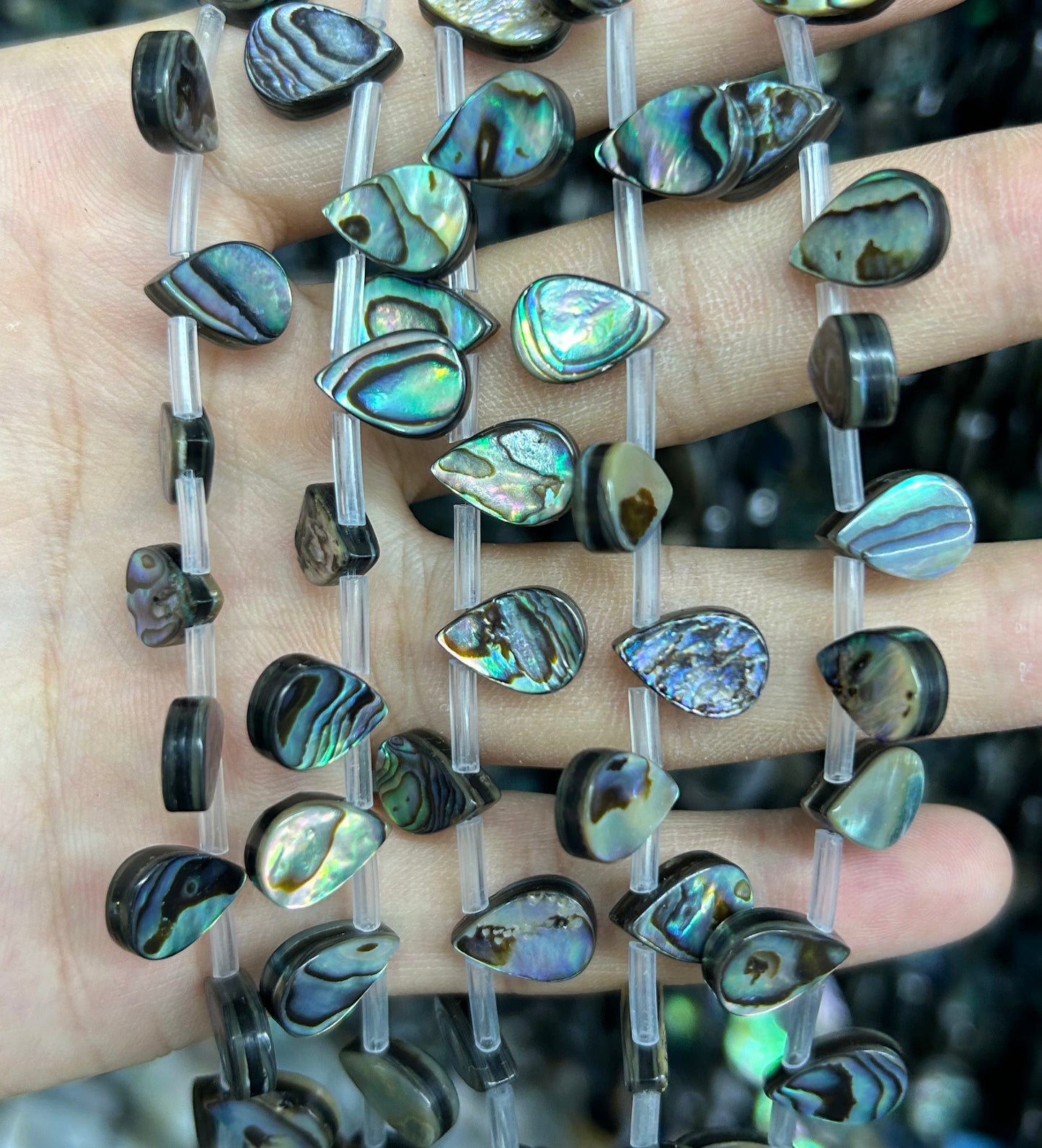 Abalone Shell Flat Teardrop Beads 10x14mm 13x18mm 15''