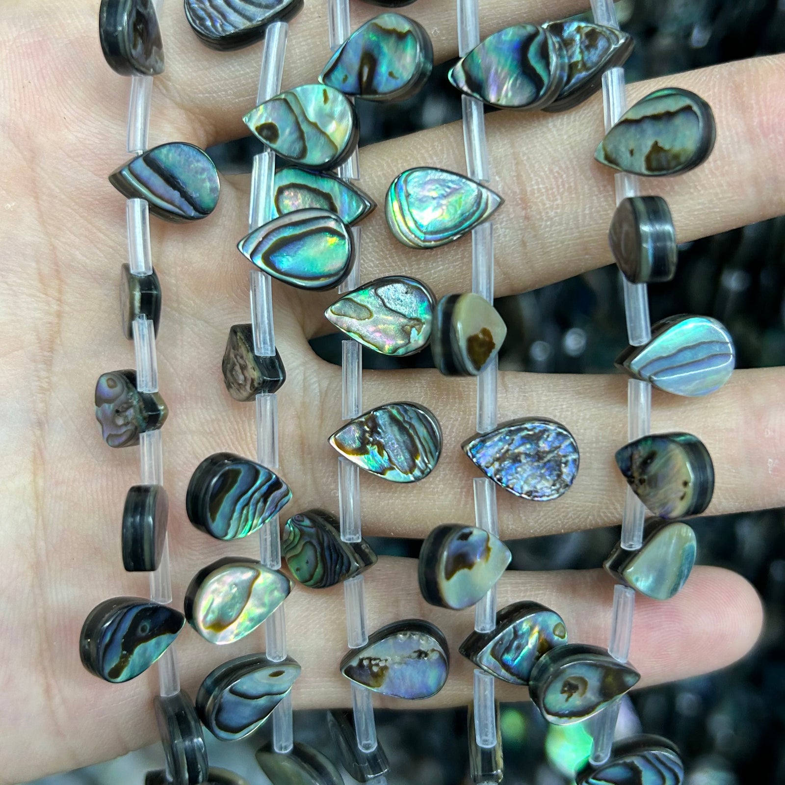 Abalone Shell Flat Teardrop Beads 10x14mm 13x18mm 15''