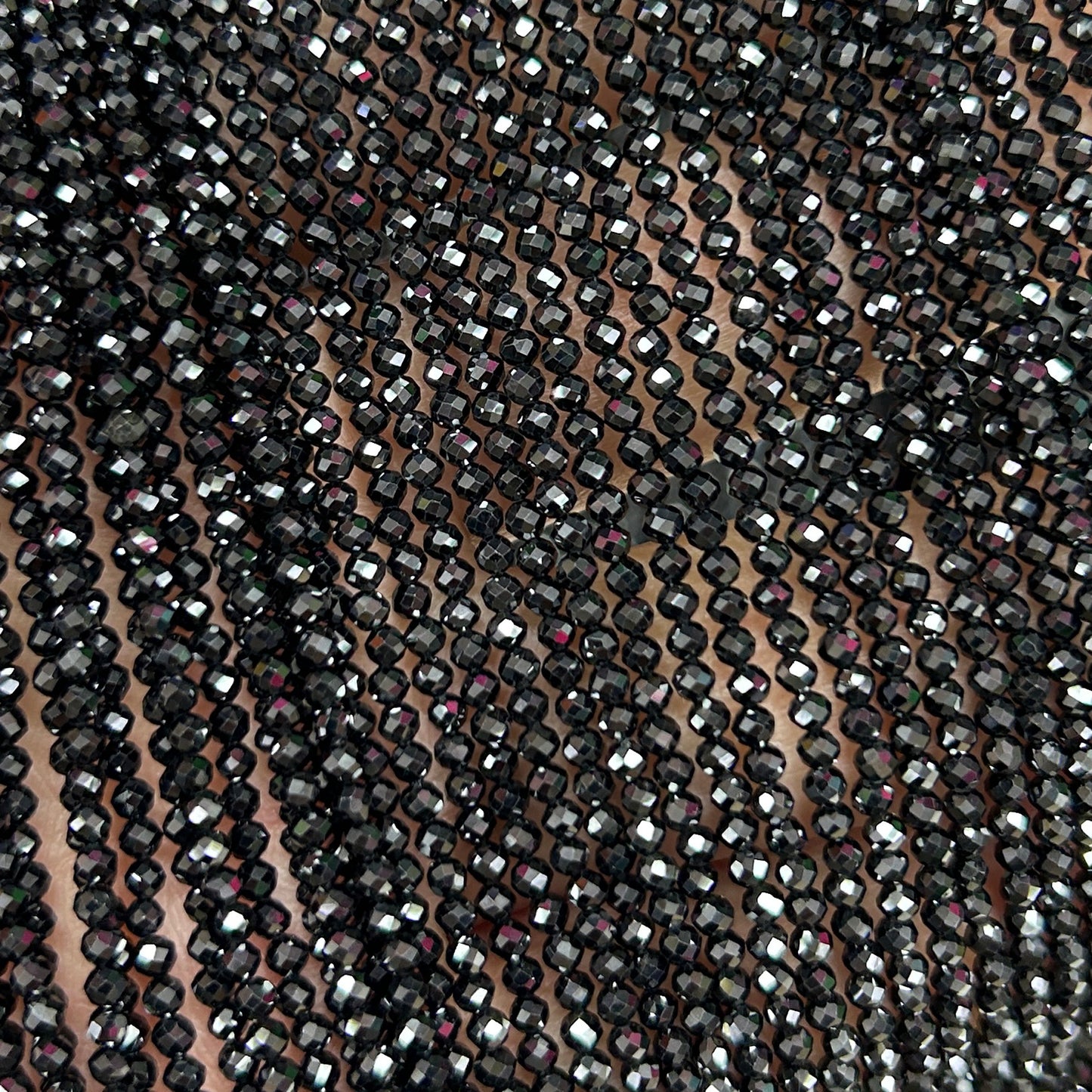 Sort spinel facetteret, naturlig ædelsten, Rondelle sten 2x3mm 2x4mm 3x5mm 4x6mm