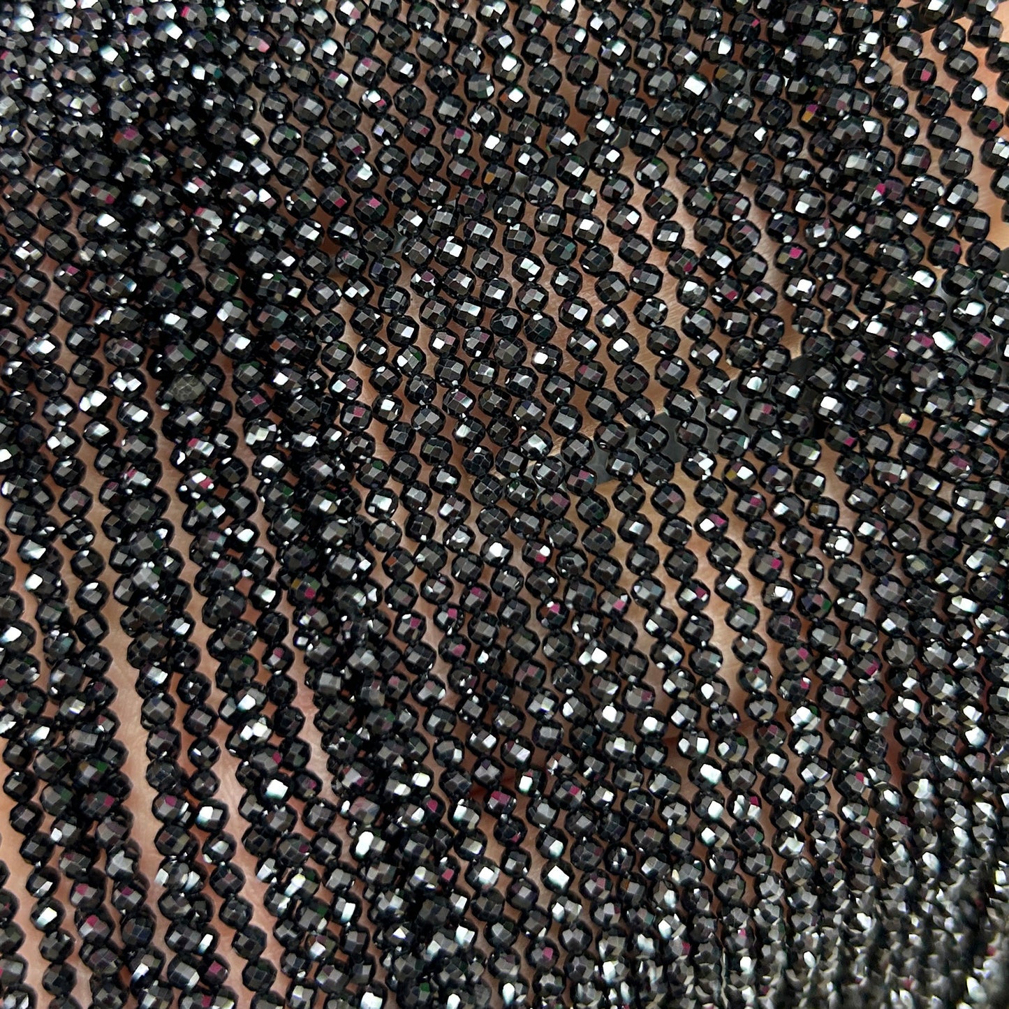Sort spinel facetteret, naturlig ædelsten, Rondelle sten 2x3mm 2x4mm 3x5mm 4x6mm