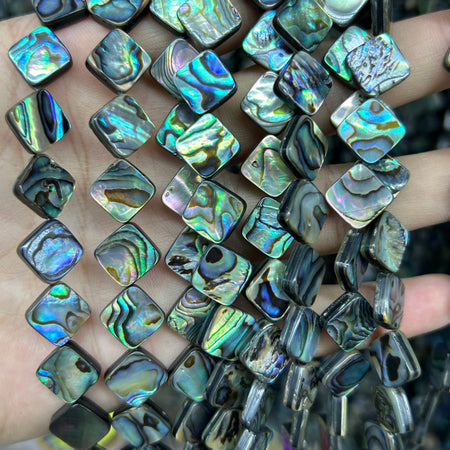 Abalone Shell Flat Rhombus Beads 8mm 10mm 12mm 14mm 16mm 15''