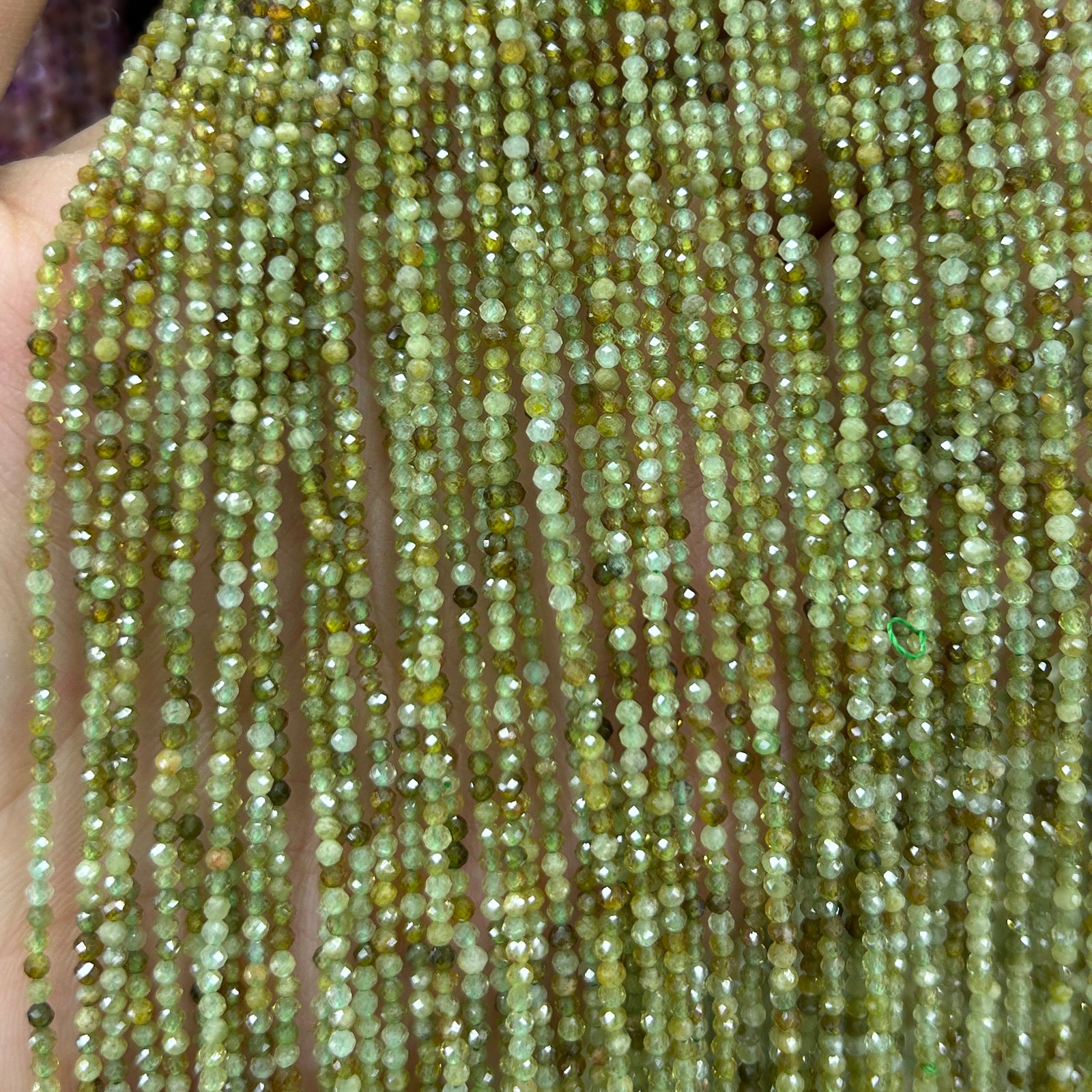 Green Garnet Faceted Beads 2mm 3mm 4mm 15''