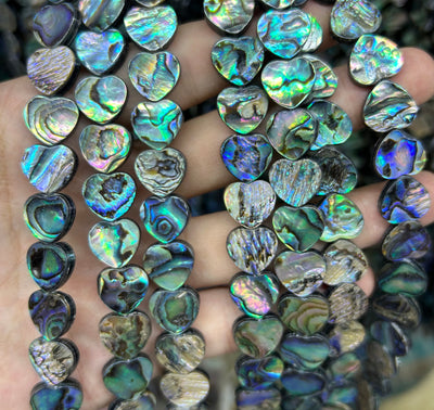 Abalone Shell Beads Flat Heart Beads 12mm 14mm 16mm 15''