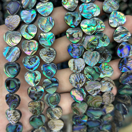 Abalone Shell Beads Flat Heart Beads 12mm 14mm 16mm 15''
